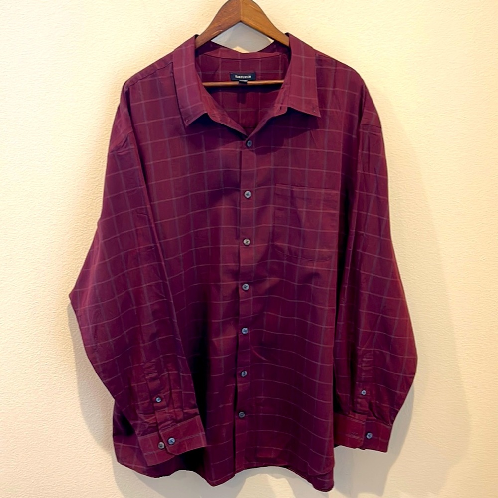 Van Heusen Button Up Dress Shirt Men 3XL Burgandy 2016